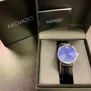 Museum Classic Black and Blue Leather Strap